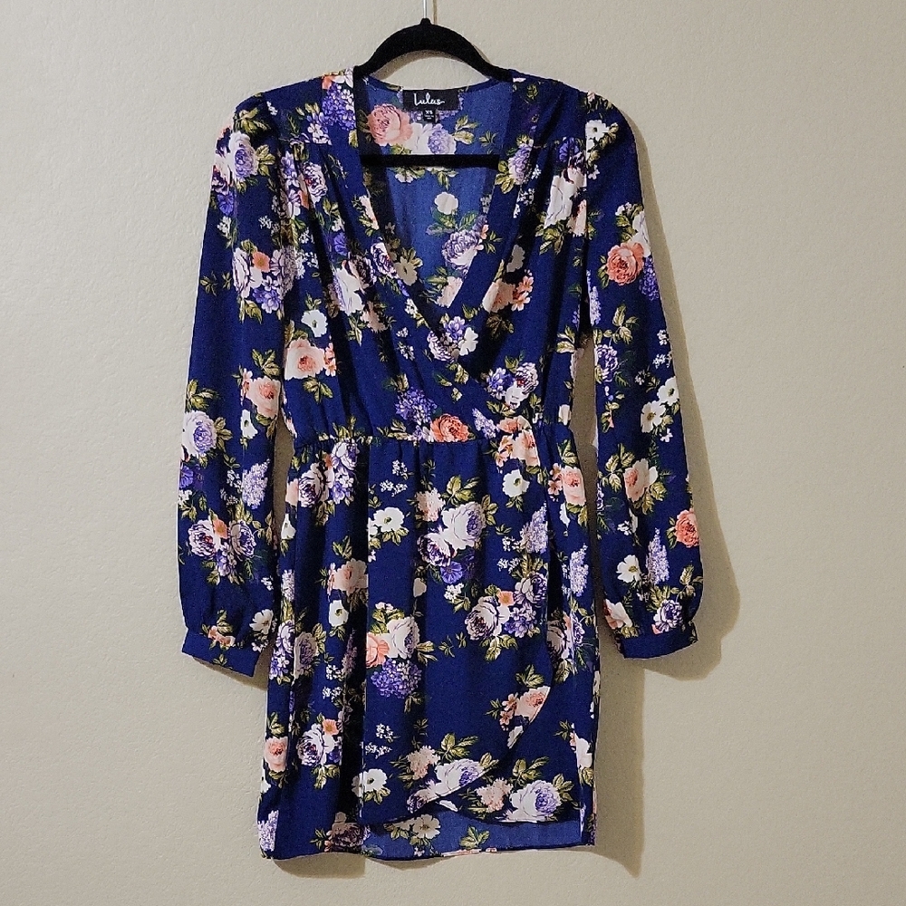 Lulu's Floral Print Dress - Blue and Pink